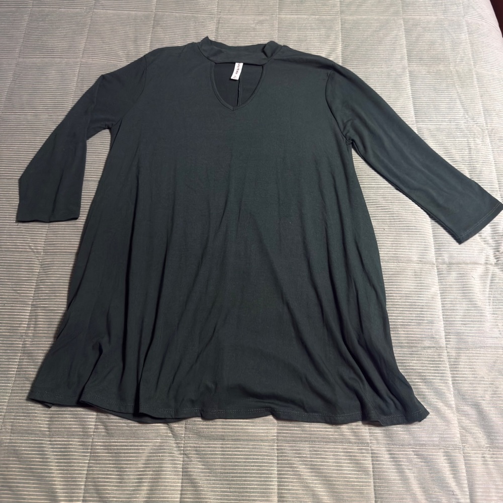 Zenana Premium Forest Green Long Sleeve Top with pockets